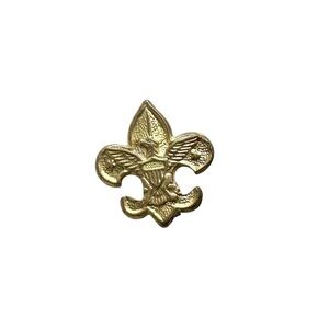 Boy Scouts Pin Tenderfoot Rank Gold Tone Eagle Shield Fleur De Lis Vintage